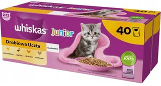 WHISKAS Junior Drobiowa uczta w galaretce Box - mokra karma dla kota - 40x85 g
