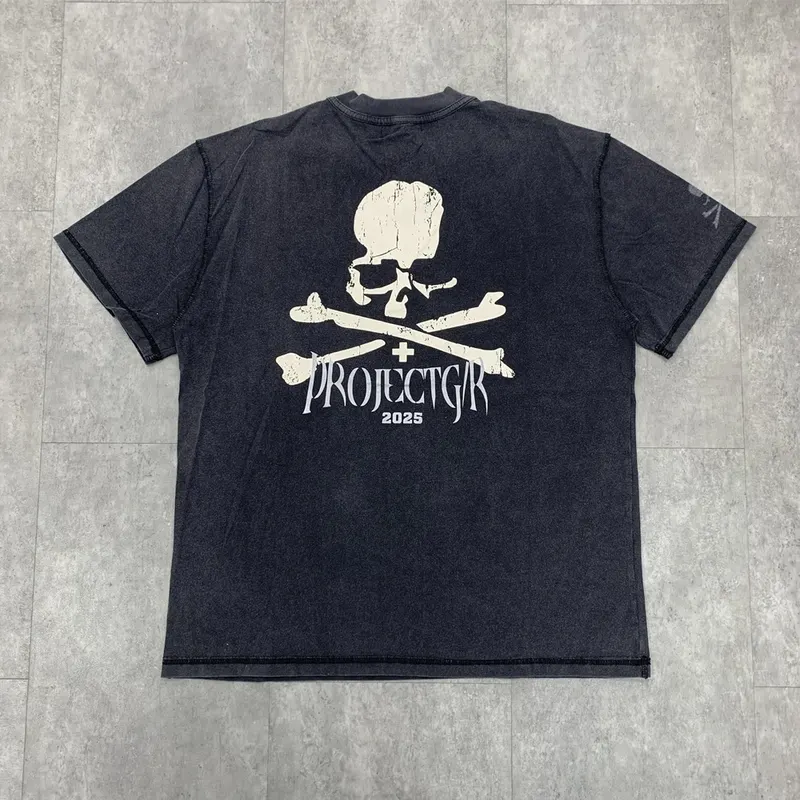 Yao Fashion Luxury Brand 25SS Joint Design Oversize Vintage High Street Print Vintage Tee Tops Loose T Shirt For Men Unisex