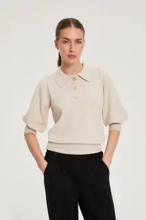 Sweter z krótkimi rękawami beżowy