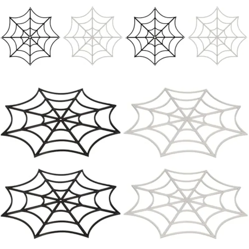 Zestaw 12 plastikowych pajęczyn do dekoracji: szerokość 20,3 cm, pajęczyna na Halloween