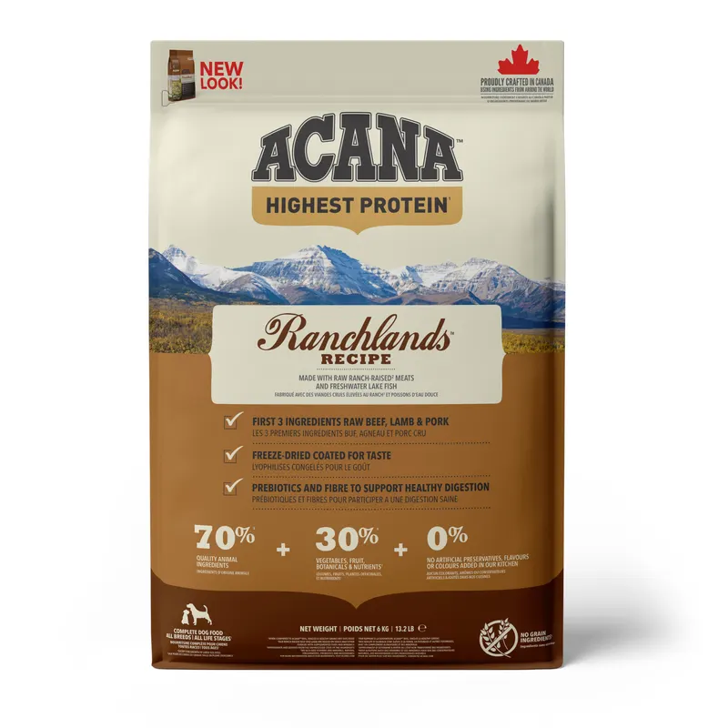 Acana Highest Protein wołowina, jagnięcina i pstrąg - 6 kg