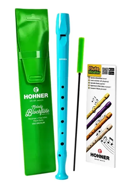 Flet prosty sopranowy do szkoły hohner 9508 light blue - błękitny - zestaw