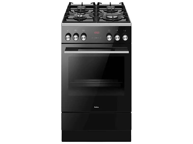 Kuchnia gazowo-elektryczna AMICA 514GCES3.33ZPTSA(XVL) Pizza Czarne szkło