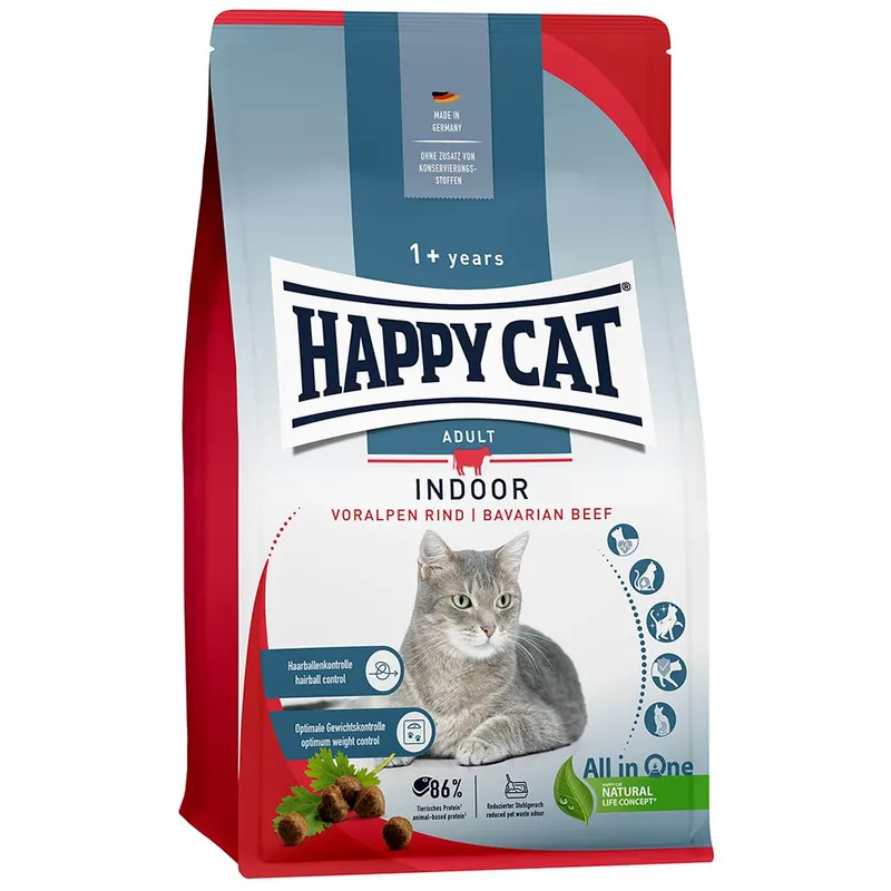 Happy Cat Indoor Adult, wołowina alpejska  - 4 kg