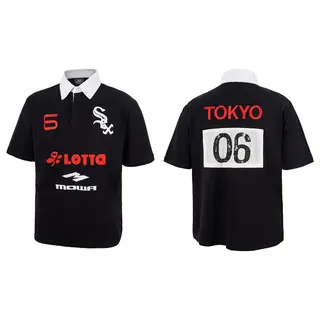 Mowalola Lettered Print Tokyo Limited Edition Embroidered Street Hip-Hop Slim Fit Men's and Women's Polo Shirt Trendy