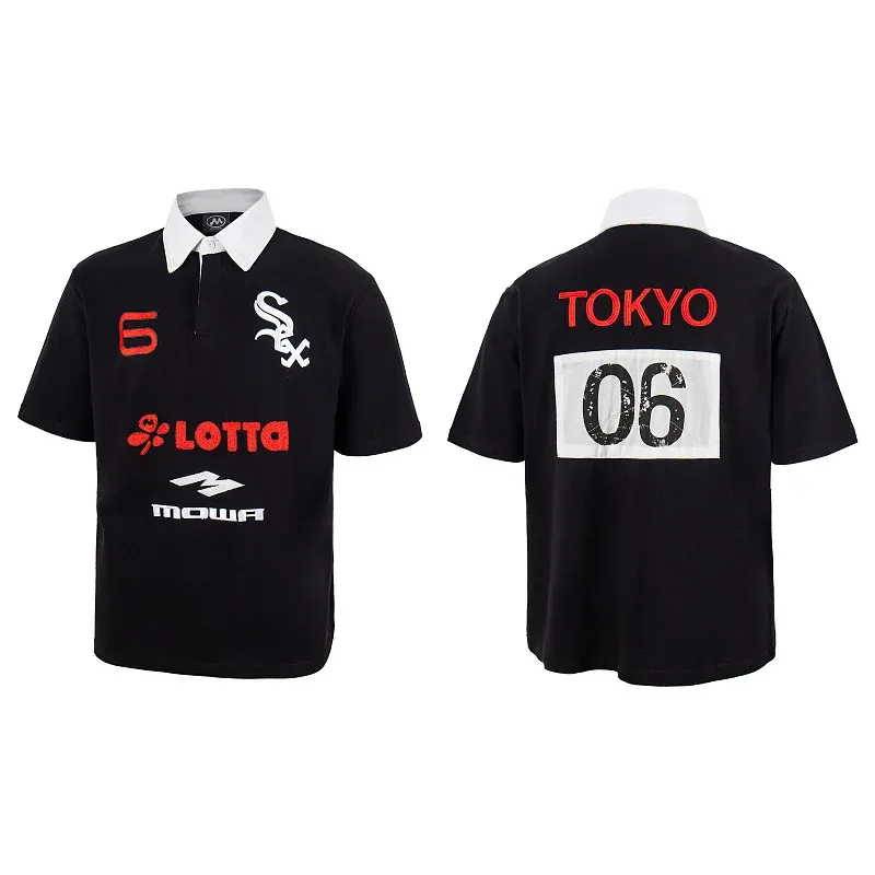 Mowalola Lettered Print Tokyo Limited Edition Embroidered Street Hip-Hop Slim Fit Men's and Women's Polo Shirt Trendy