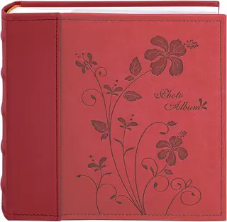 Album fotograficzny na 200 zdjęć 10x15 cm bordowy kwiatowy sztuczna skóra