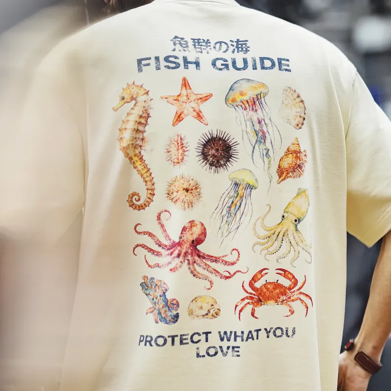 Maden 2026 New American Retro Washed Print T-shirt Men Loose Heavyweight Cotton Short Sleeve White Casual Summer Tops Clothes
