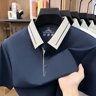 Man's Luxurious Waffle Polo Shirts Short Sleeve Seamless Breathable Tee Tops Quality Tennis Golf T Shirt Business Summer Clothes