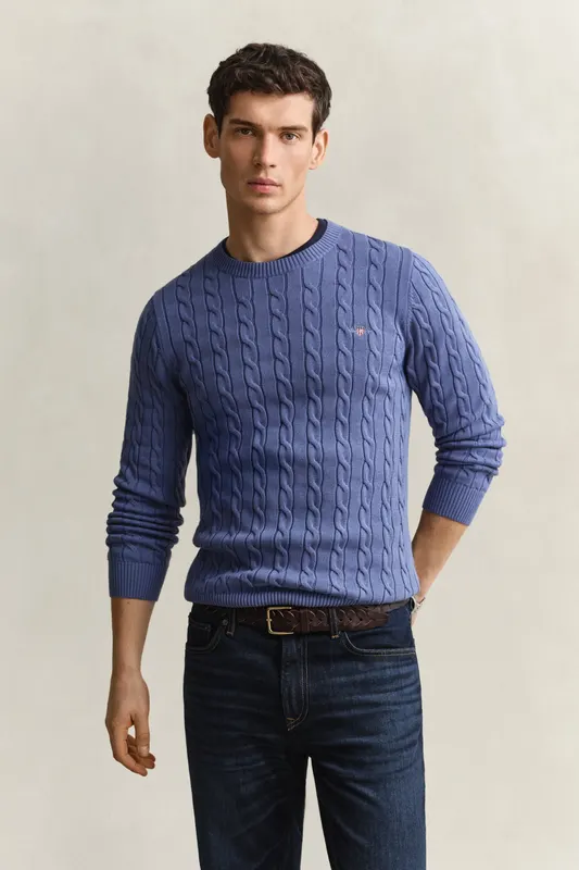 Gant Sweter Męski Regular Fit Niebieski