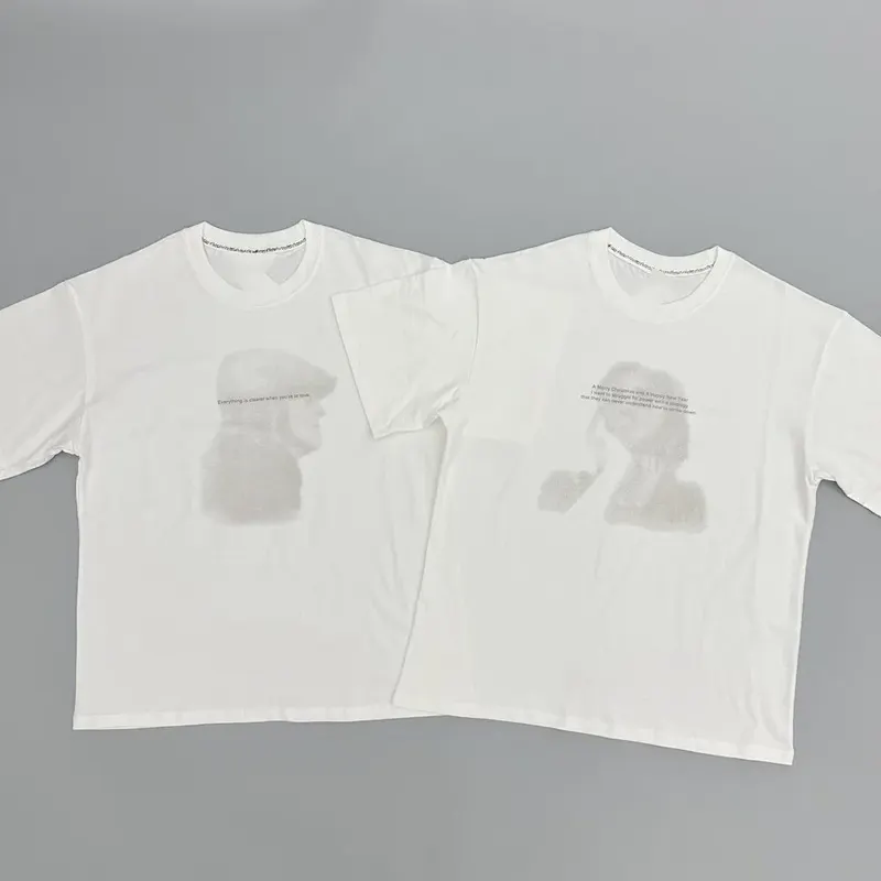 KK11 Number Nine 09S Lennon Slogan Sketch Printed Short Sleeved T-shirt Antique Basic Pure Cotton Short Sleeved Tees