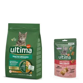 Ultima: karma sucha, 2,5 kg + Snacks nadziewane kawałeczki z wołowiną, 60 g gratis! - Urinary Tract, kurczak
