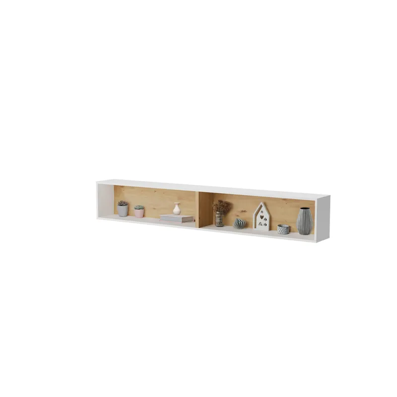 Półka wisząca Bed Concept BC-30 | 211x33X25 cm | Biały/Dąb Artisan | Biały/Dąb artisan półka | dekoracyjna | praktyczna | do sypialni