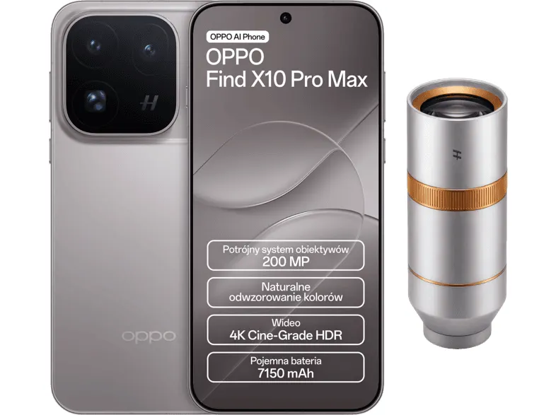 Smartfon OPPO Find X10 Pro Max 5G 12 GB/ 512 GB Tytanowy + telekonwerter