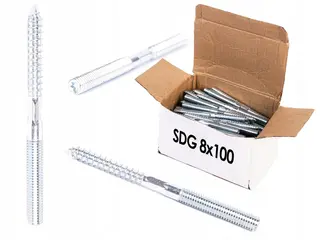 Wkręt dwugwintowy śruba dwugwint drewno-meta 8x100mm M8 100szt SDG Arvex
