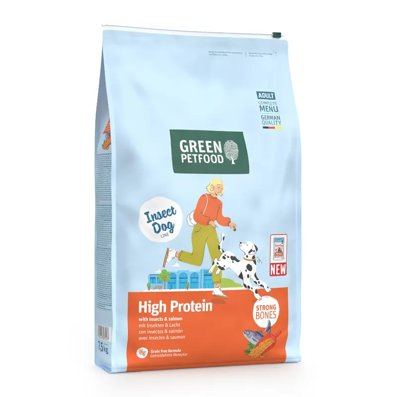 Green Petfood High Protein, z owadami i łososiem - 7,5 kg