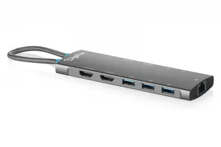 Digitus Stacja dokująca USB-C 11-portowa, HDMI 8K/30Hz + HDMI 4K/60Hz, 3x USB-A + 2x USB-C 3.2 Gen1, 2x USB-A 2.0, RJ45, Power Delivery 100W, MST/SST