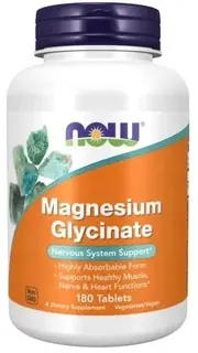 NOW FOODS MAGNESIUM GLYCINATE 180 TABS GLICYNIAN MAGNEZU ALBION CHELAT