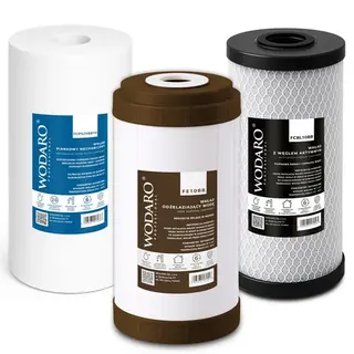 Zestaw Wkładów Filtrów Wody do HHBB10B 3-stopniowy Odżelaziacz BIG BLUE 10"