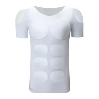 Men Invisible Fake Chest Fattening Thin Elastic Detachable Abdominal Muscles Ice Silk Shaper Quick Drying Bottoming T-Shirt
