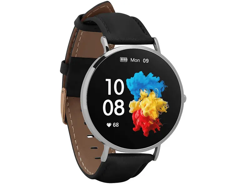 PRODUKT PO EKSPOZYCJI - Smartwatch GARETT Verona Srebrno-czarny skórzany