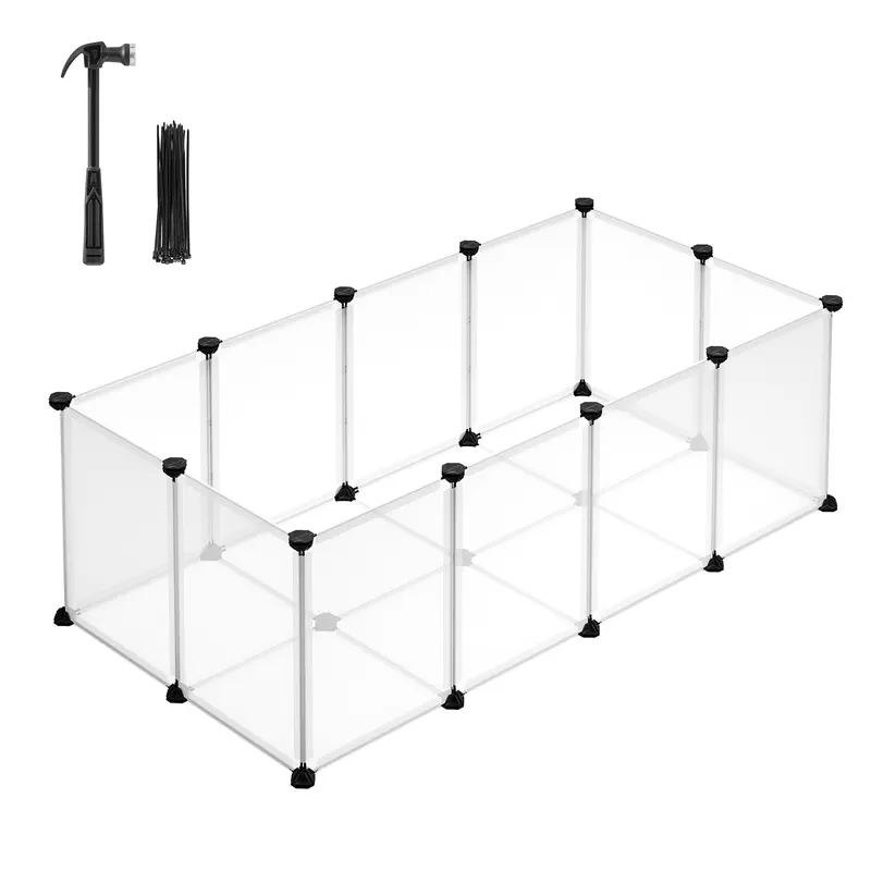 Songmics plastikowy kojec, biały - Dł. 125 x szer. 63 x wys. 42 cm