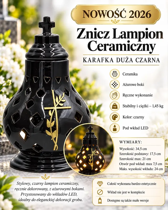 Znicz Lampion Ceramiczny