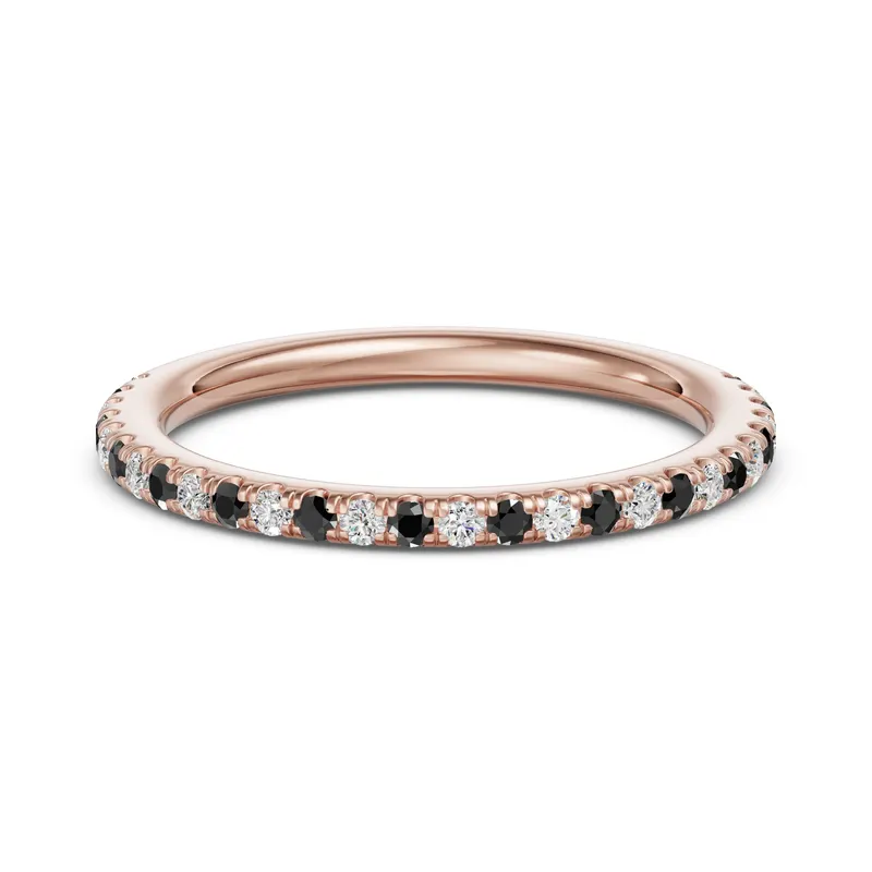 Obrączka Ślubna Arezzo Accented z Czarnymi Diamentami 585 Różowe Złoto (14K)
