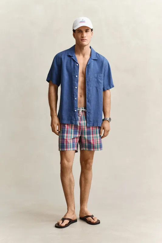 Gant Szorty Kąpielowe Męskie W Kratkę Regular Fit Kolorowy