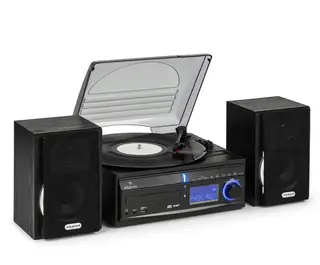 Wieża stereo, gramofon, CD, rekorder MP3, USB SD AUX-In FM, głośniki