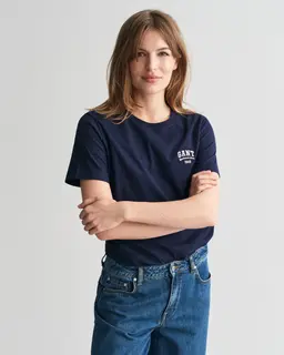Gant Bawełniana Koszulka Damska Z Nadrukiem Okrągły Kołnierzyk Regular Fit