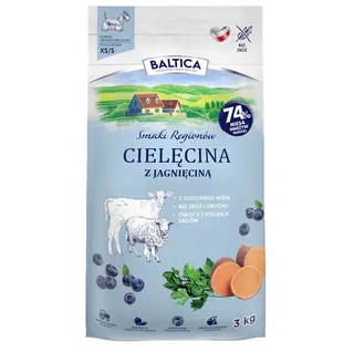 BALTICA Smaki regionów Cielęcina z jagnięciną  XS/S - sucha karma dla psa - 3kg