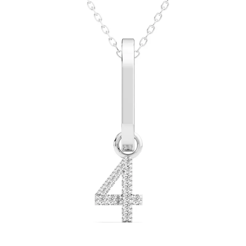 Wisiorek Numer "4" Laboratoryjny Diament 585 Białe Złoto (14K)