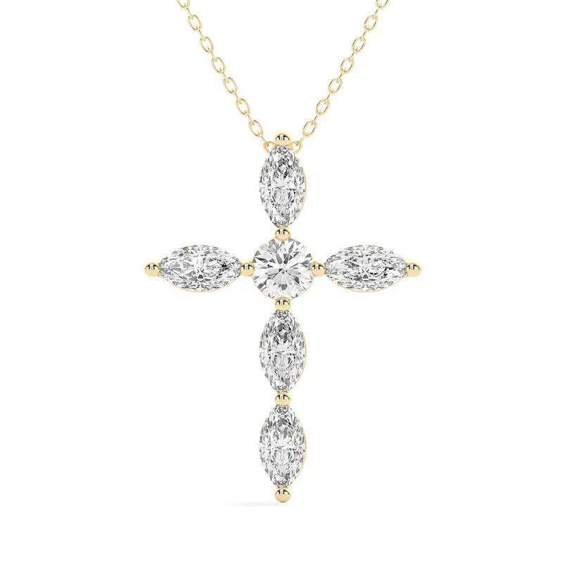Wisiorek Krzyż Markýzový 1.50 krt Laboratoryjny Diament 585 Żółte Złoto (14K)