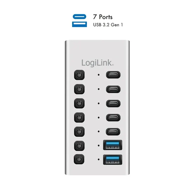 LogiLink Hub 7xUSB-A/C z przełącznikiem on/off