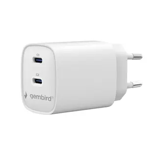 Gembird Ładowarka uniwersalna 2xUSB-C PD 45W biała