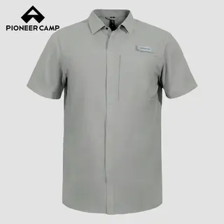 Pioneer Camp Men Fishing Shirts with Zipper Pocket UPF 50+ Lightweight Casual Short Sleeve Button Down Shirts for Men Hiking
