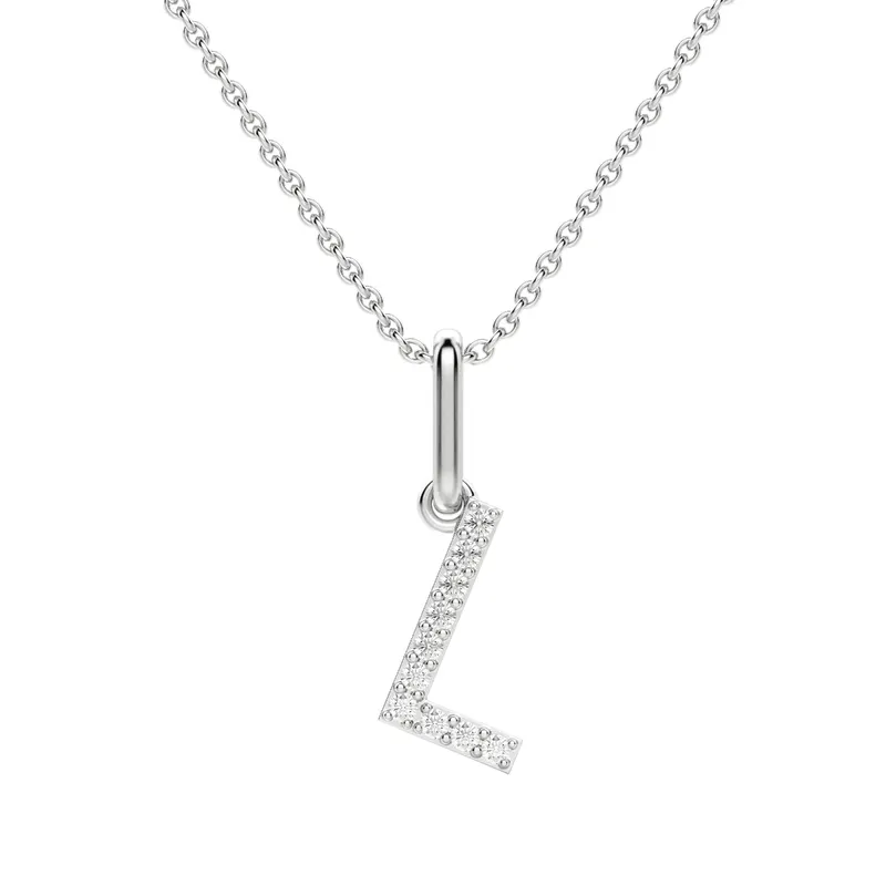 Wisiorek Litera "L" Laboratoryjny Diament 585 Białe Złoto (14K)