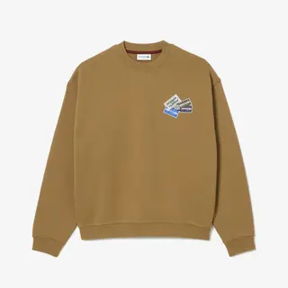 Lacoste Bawełniana Bluza Z Naszywką Loose Fit Męskie Brązowy