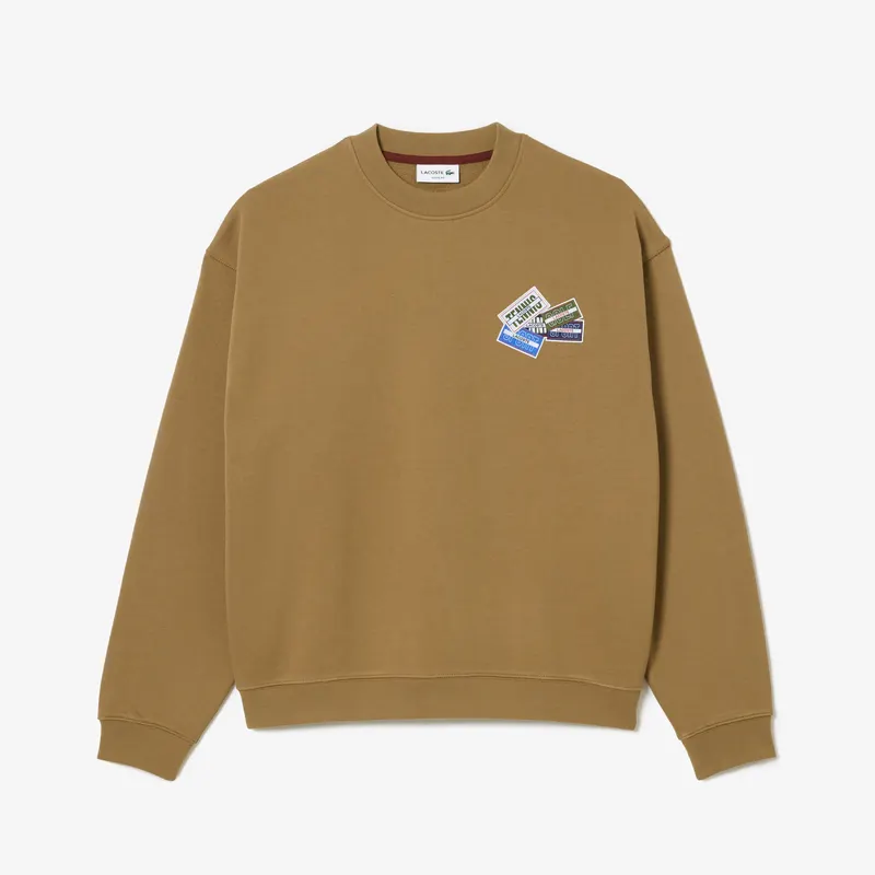 Lacoste Bawełniana Bluza Z Naszywką Loose Fit Męskie Brązowy