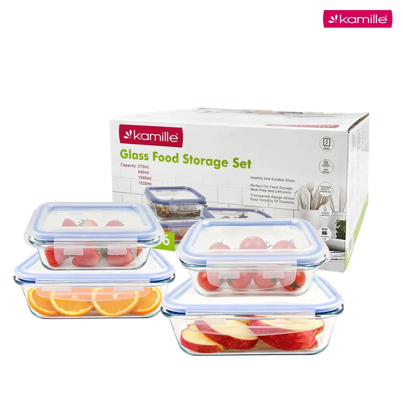 4 x LUNCHBOX SZKLANE POJEMNIKI NA ŻYWNOŚĆ ŻAROODPORNE ZESTAW KM-9106