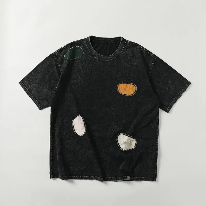 Sakai Kouiti Original Design Distressed and Damaged Short-sleeved Patchwork Casual Personalized T-shirt for Men and Women