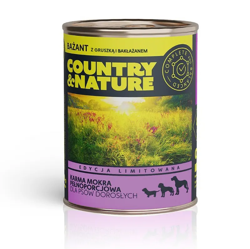 COUNTRY&NATURE Bażant z gruszką i bakłażanem Mono - mokra karma dla psa - 800g