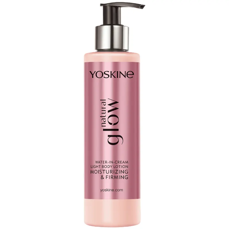 Yoskine Natural Glow nawilżająco-ujędrniający lekki balsam do ciała water-in-cream z kwasem hialuronowym, olejem tsubaki, olejem migdałowym, olejem sojowym, masłem shea, yuzu i biotyną 200 ml