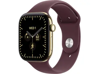 Smartwatch APPLE Watch Series 12 GPS + Cellular, koperta 42mm z tytanu w kolorze żywego złota, pasek sportowy bordowym - rozmiar M/L MJGK4MP/A