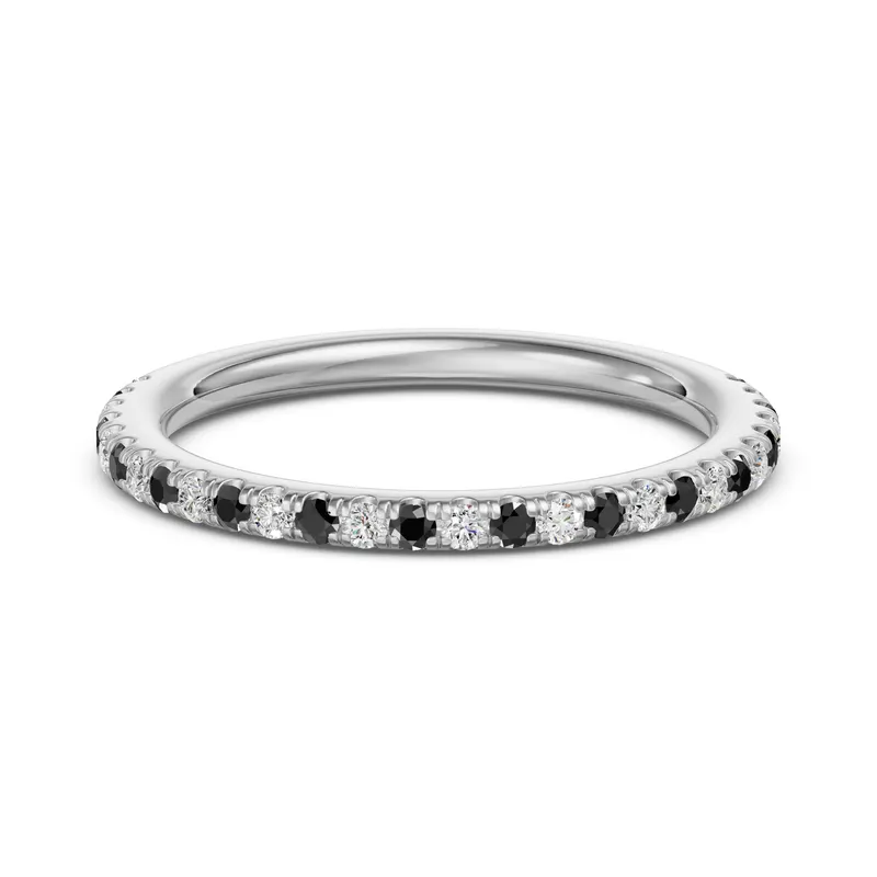 Obrączka Ślubna Arezzo Accented z Czarnymi Diamentami 585 Białe Złoto (14K)