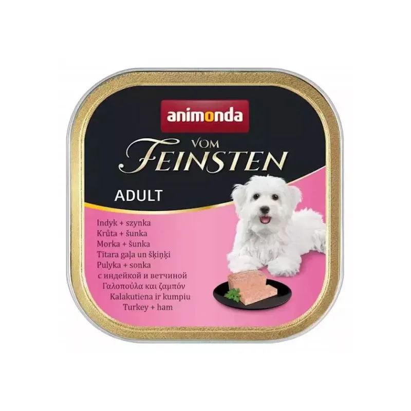 ANIMONDA Vom Feinsten Adult Indyk z szynką - mokra karma dla psa - 150g