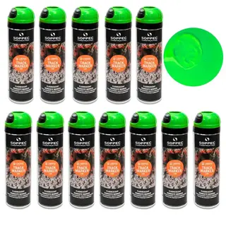 Farba geodezyjna do znakowania spray SOPPEC TRACK ZIELONY Fluo 12 szt.