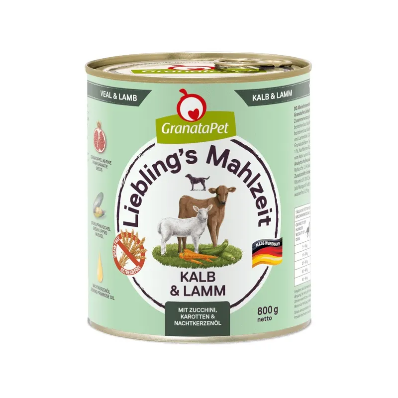 GRANATAPET Liebling's Mahlzeit Cielęcina i jagnięcina - mokra karma dla psa - 800g