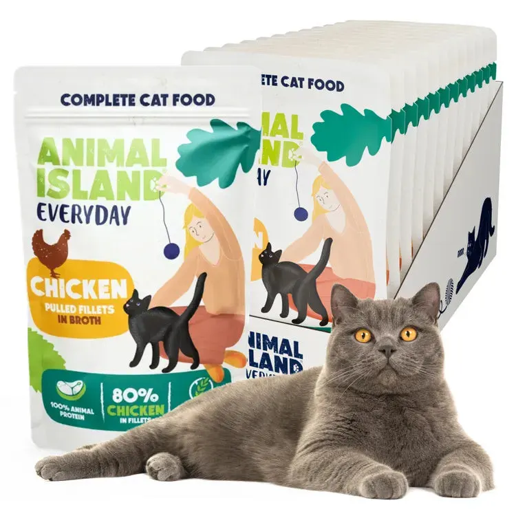 ANIMAL ISLAND Everyday Kurczak filety w rosole Box - mokra karma dla kota - 12 x 85g